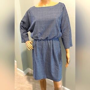 Trina Turk Amar Dress Navy & White Check Size 6    New With Tags